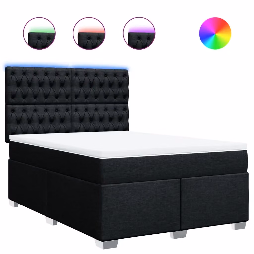 Letto Ibrido vidaXL con Materasso Nero e Struttura in Legno di Pino, Illuminazione Sotto il Letto e Porta USB, L/P: 140 x 200 cm – 2