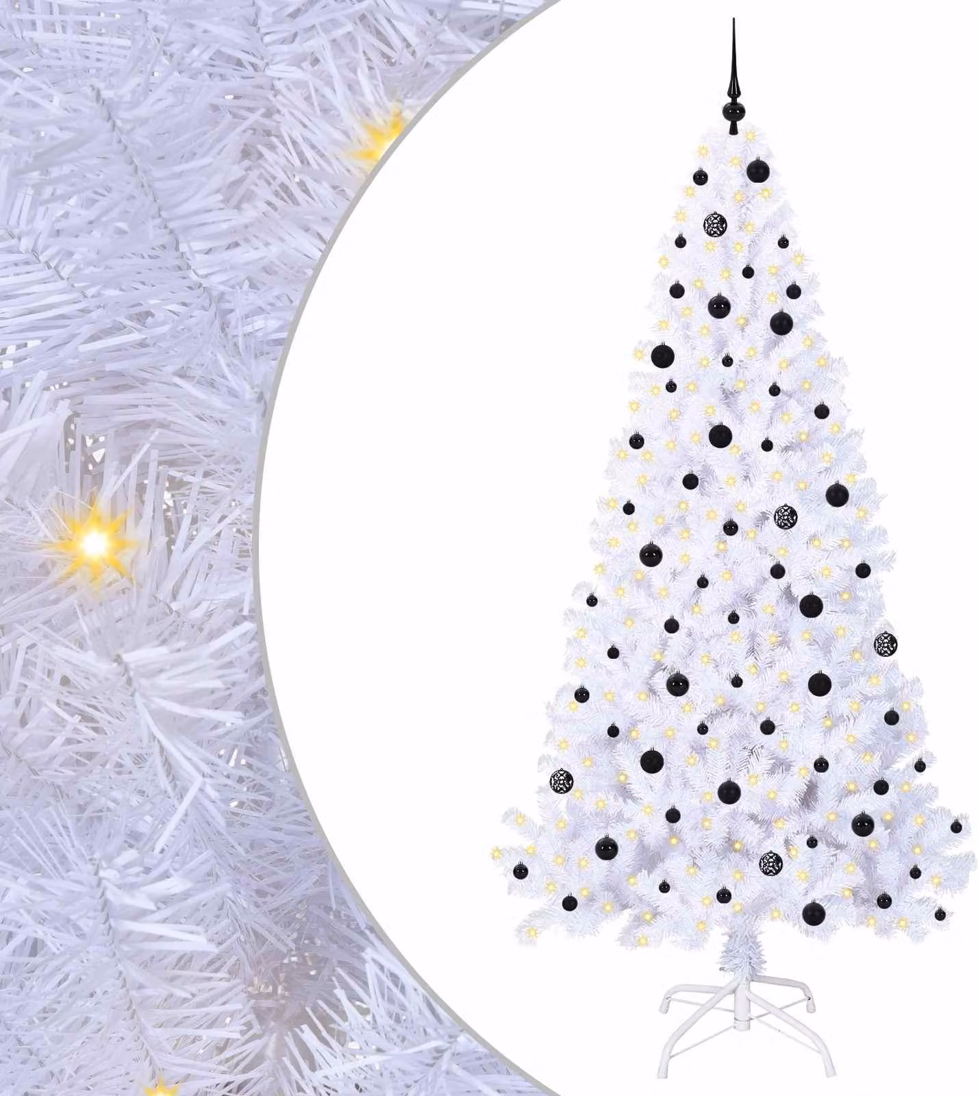 Albero di Natale artificiale bianco 240 cm in PVC e acciaio