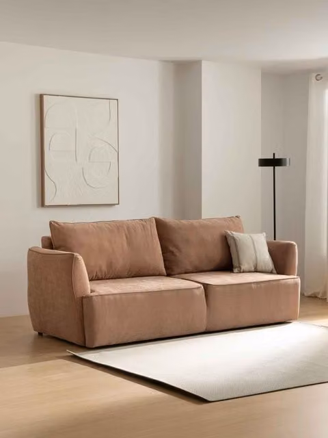 Divano letto Marais Kenay Home in tessuto marrone con cuscini inclusi
