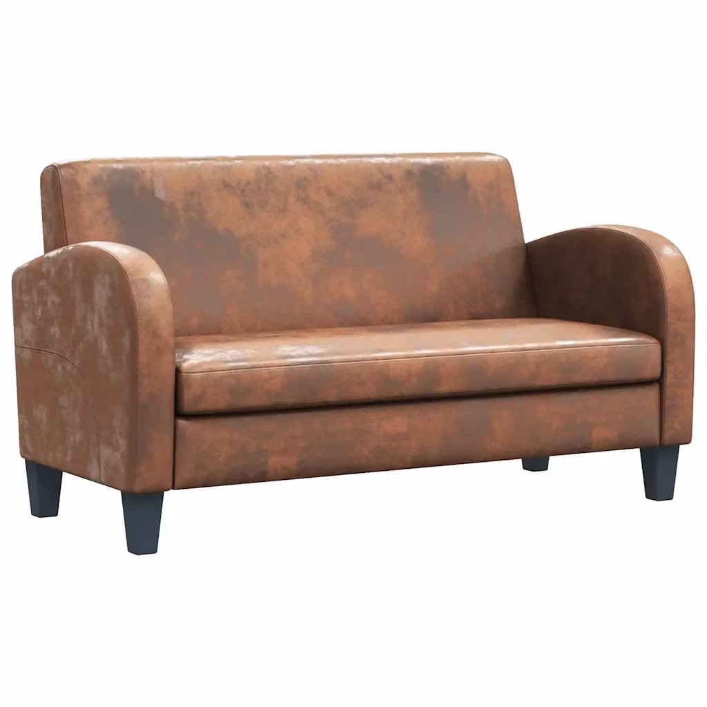 Divano a 2 posti vidaXL in ecopelle marrone con struttura in legno e imbottitura in schiuma, L: 139 cm, P: 76 cm, H: 70 cm – 2