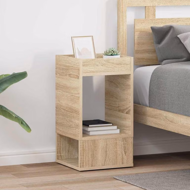 Set di 2 tavolini moderni vidaXL in rovere color marrone, L/P/H: 30 x 30 x 56 cm