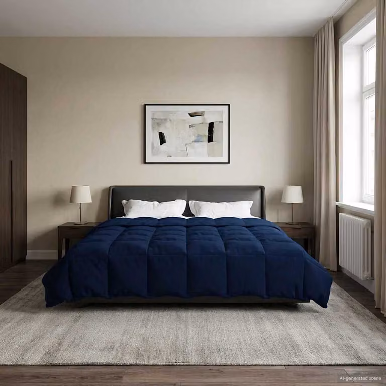 Piumino Letto Estivo vidaXL Blu, Traspirante e Reversibile in Microfibra, L 240 x P 260 cm