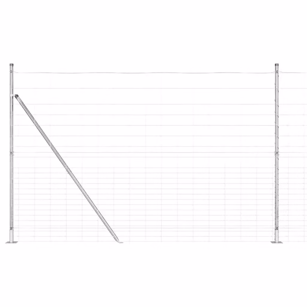 Recinzione metallica saldata vidaXL in acciaio zincato color argento con base in cemento L: 1,6 m, H: 39 cm, P: 1,8 cm – 2