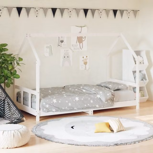 Giroletto per bambini vidaXL in legno massello di pino bianco L/P/H: 195.5 x 90 x 150 cm