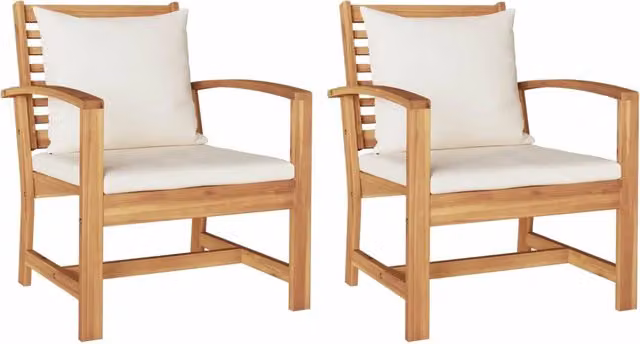 Sedia con cuscino 2 Pezzo Marrone e Crema 65 x 60 x 76,5 cm CFW3397253