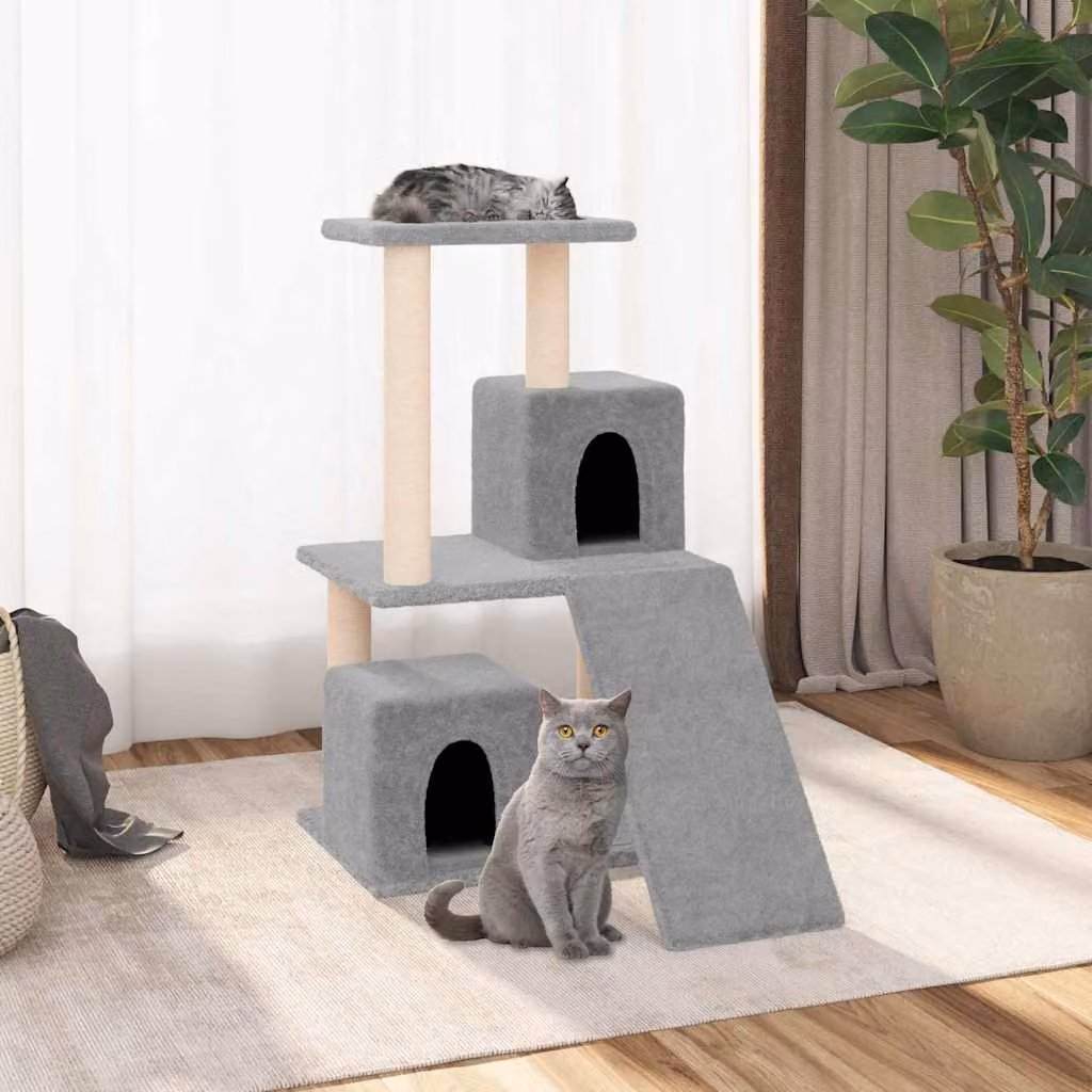 Albero per gatti vidaXL con tiragraffi in sisal, colore grigio, Altezza: 82 cm