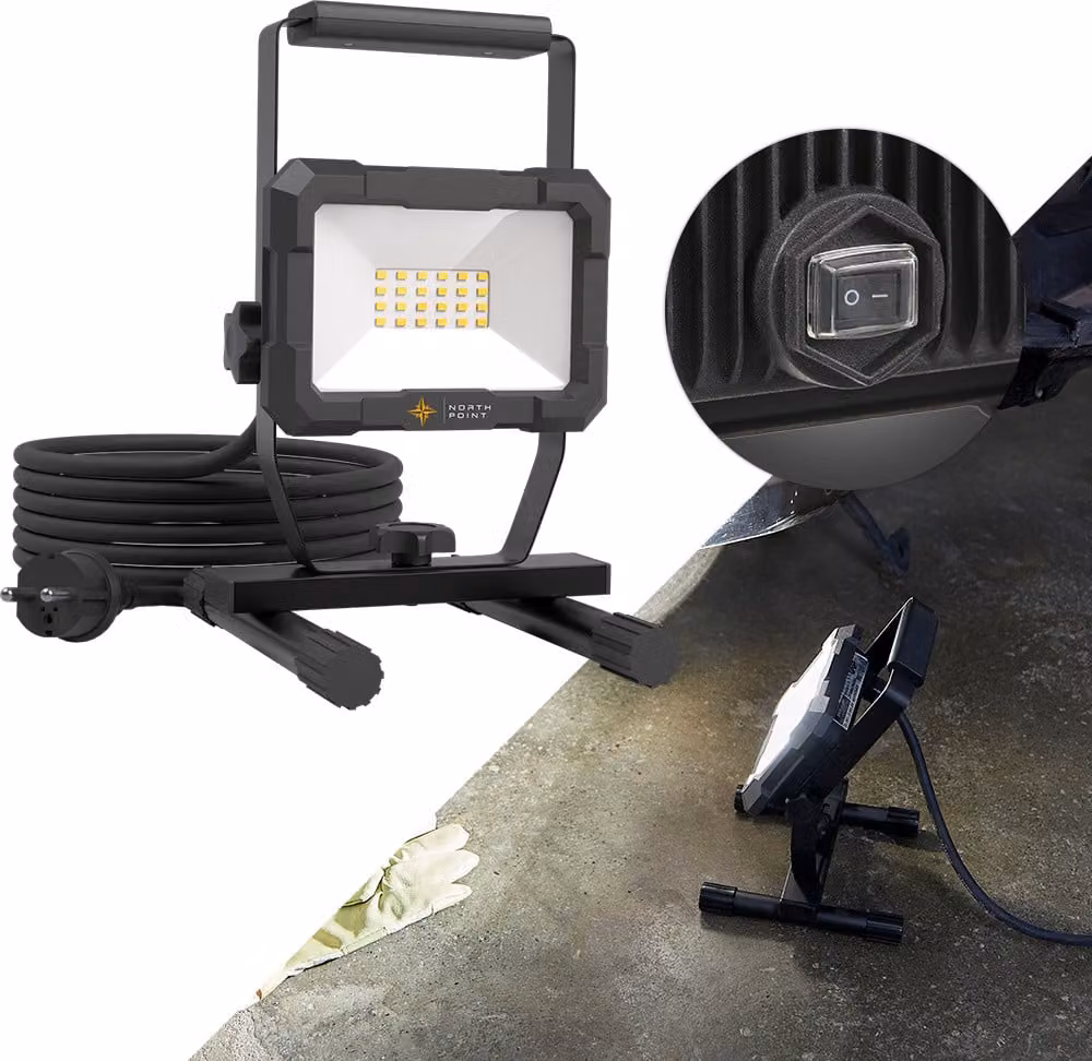 Proiettore da cantiere LED Blackline con base (20 W, 1600 lumen, IP65)
