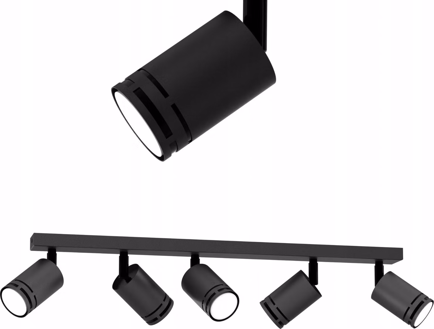 Lampada Da Soffitto Led Nera Mobile Con Inserto Gu10 E Faretto Regolabile