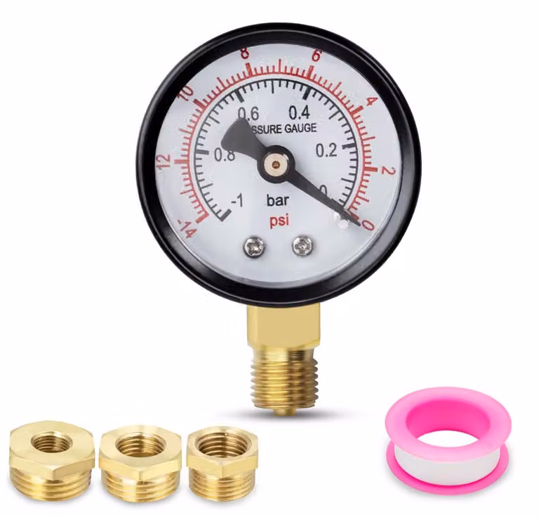 Manometro a vuoto da 40 mm, attacco BSP 1/8", scala da -1 a 0 bar, equivalente a -14 a 0 psi, confezione da 3 pezzi