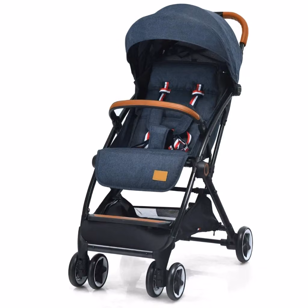 Passeggino pieghevole con seduta ergonomica e capottina regolabile in alluminio blu L: 72 cm, P: 52 cm, H: 96,5 cm – 2