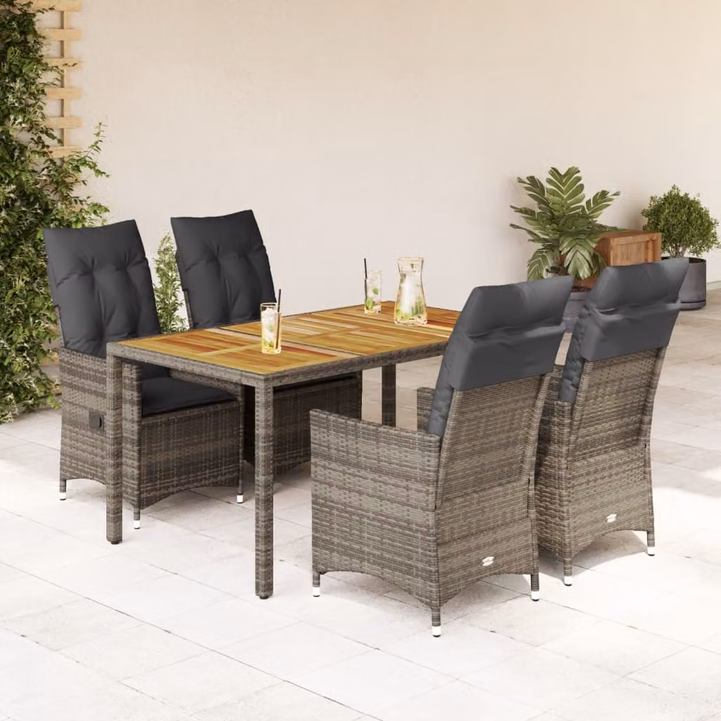 Maison Exclusive - Set da pranzo da giardino 5 pezzi con cuscini grigio in polyrattan