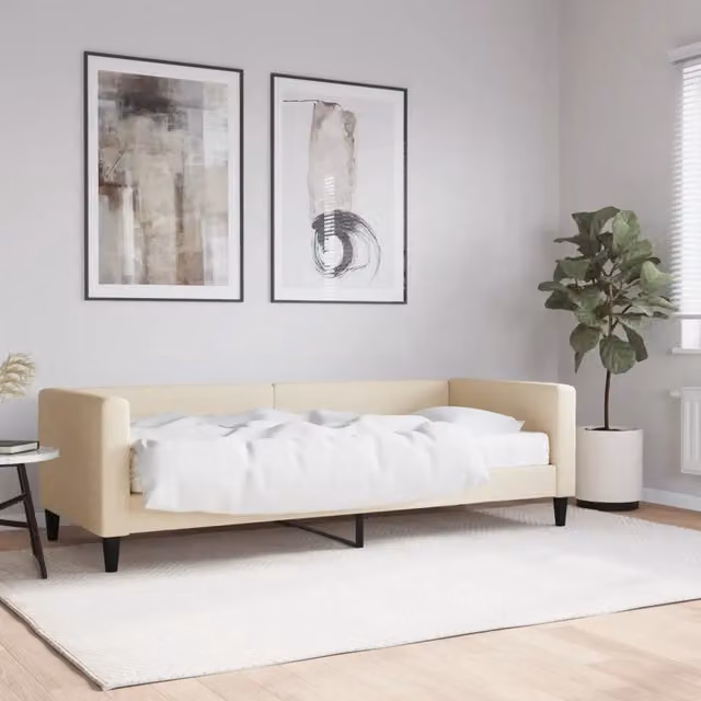 Divano Letto Moderno vidaXL in Tessuto Beige con Materasso in Schiuma L/P/H: 223 x 80 x 68 cm