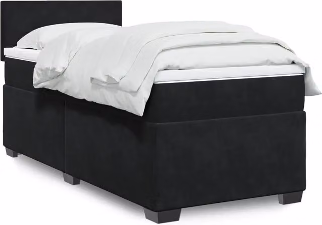 Giroletto a Molle con Materasso Nero 80x200 cm in Velluto 3286158
