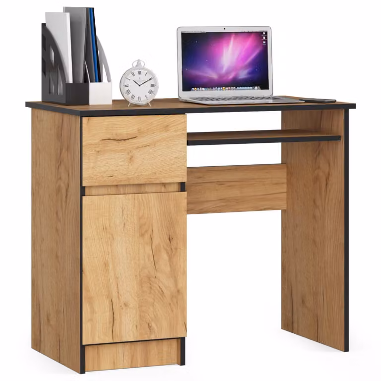 Scrivania per computer da 90 cm | Scrivania | con cassetto porta tastiera e vano portaoggetti