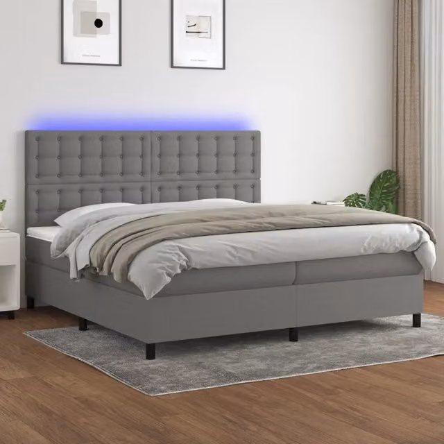 Letto Ibrido con Materasso e Illuminazione LED vidaXL in Tessuto Grigio L/P: 200 x 200 cm – 1