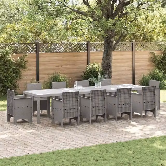 Tavolo da Giardino Grigio chiaro 350 x 100 x 74 cm polyrattan 3378527