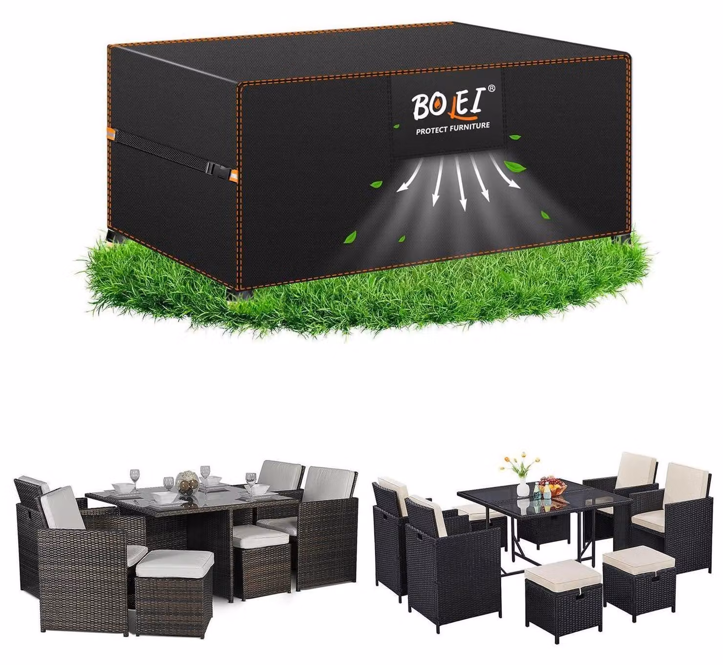 Telo protettivo per mobili da giardino, resistente alle intemperie invernali, dimensioni 170x94x71 cm, tessuto Oxford 420D, impermeabile, con sistema di ventilazione e sacchetto per il trasporto
