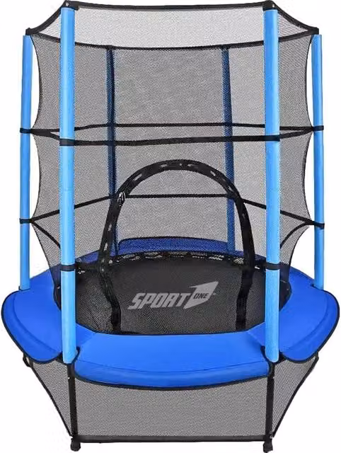 Tappeto Elastico per Bambini con Rete di Sicurezza e Protezione UV, Blu, Diametro: 180 cm fino a 400 cm