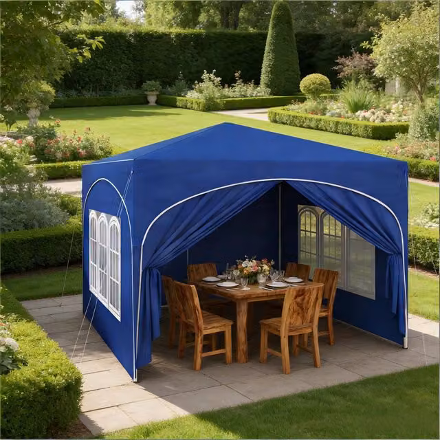 Gazebo da giardino REDOM blu in tessuto Oxford e struttura in acciaio L: 300 cm, P: 300 cm, H: 256 cm – 1