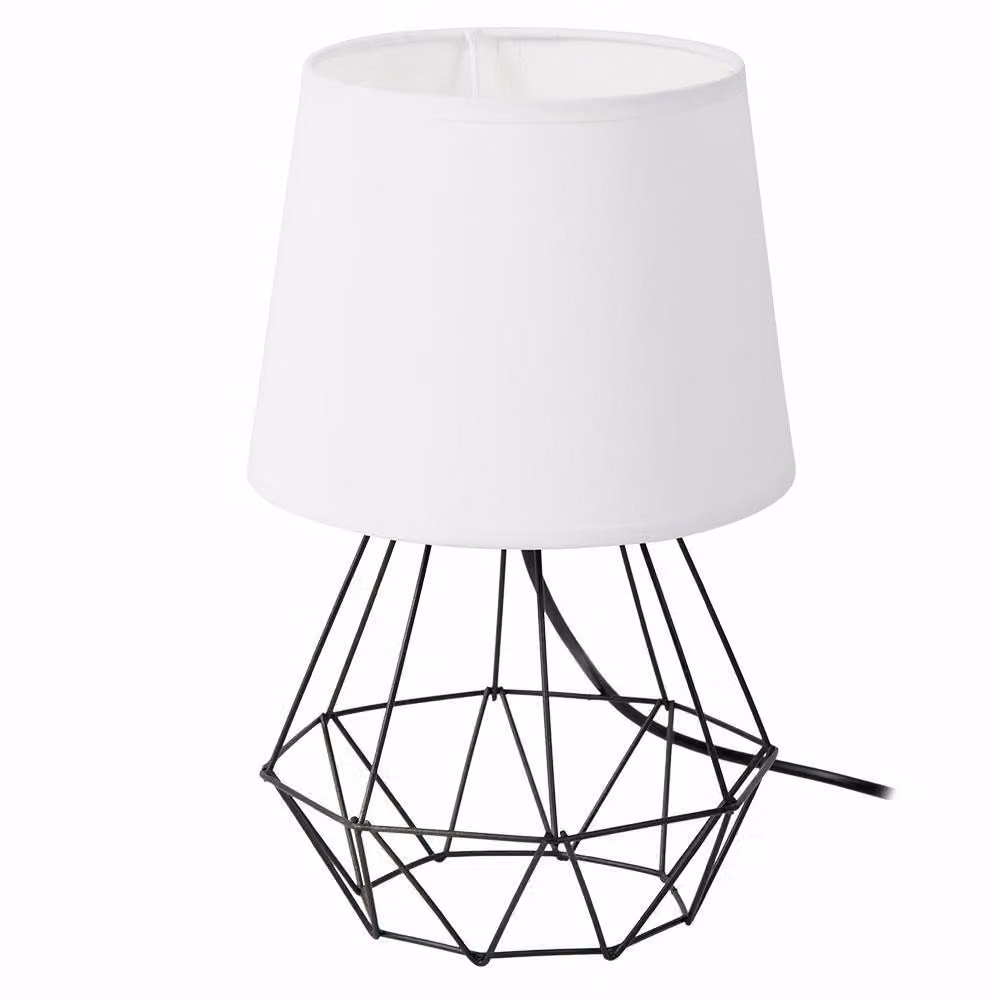 Lampada da comodino HowHomely Diamant, luce notturna, nero e bianco, 20x20x34 cm, design geometrico