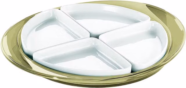 Piatto da portata antipasti Feeling In Porcellana Guzzini colore beige e bianco