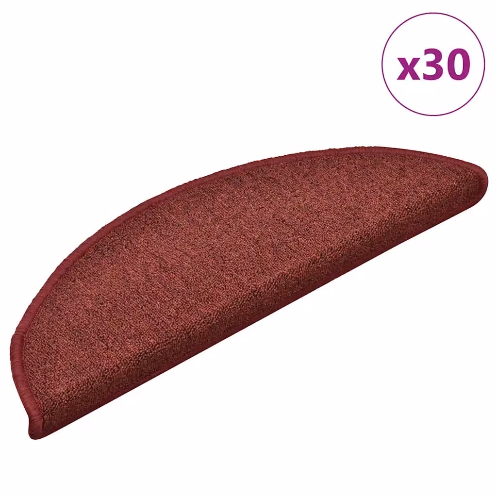 Set di 30 tappetini per scale semicircolari vidaXL, colore bordeaux, antiscivolo e autoadesivi, L: 56 cm, P: 17 cm, H: 3 cm