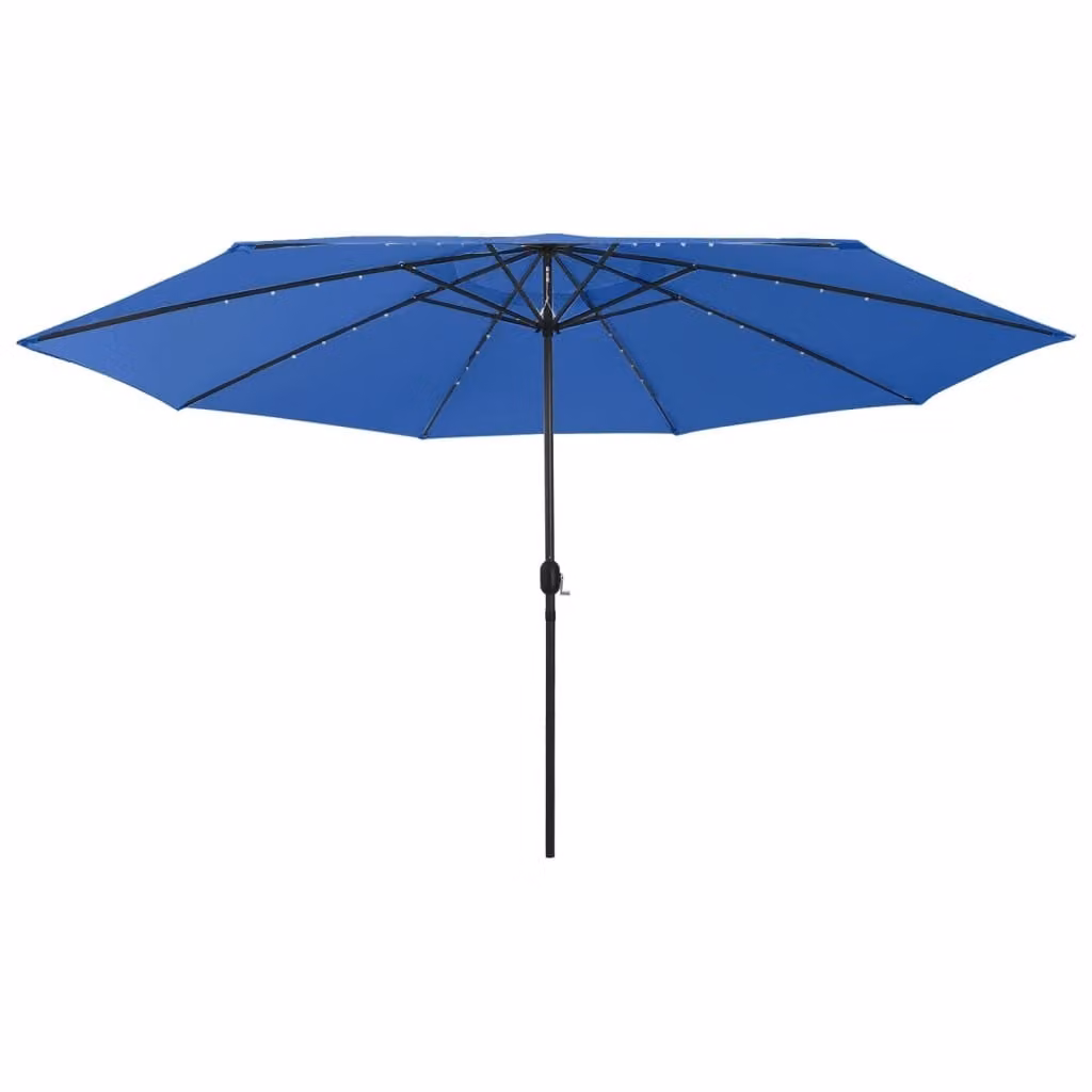 The Living Store Ombrellone con luci LED e palo in metallo 400 cm azzurro