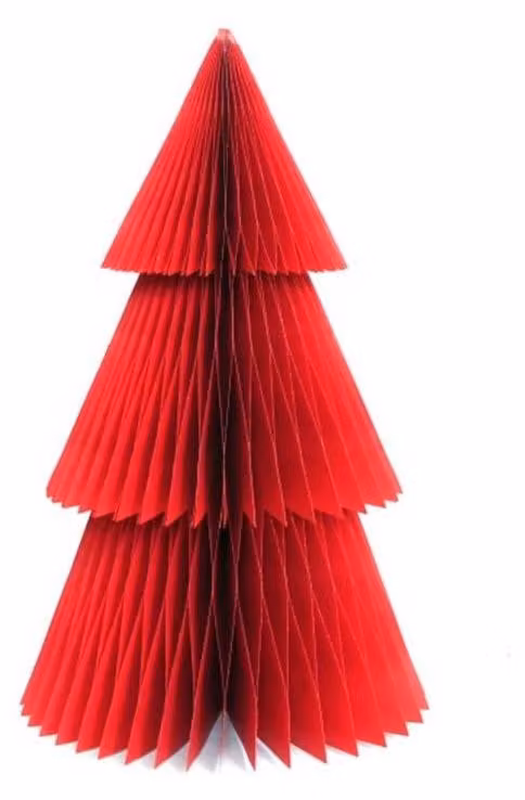 Albero di Natale in carta alveolare, colore rosso, altezza 45 cm