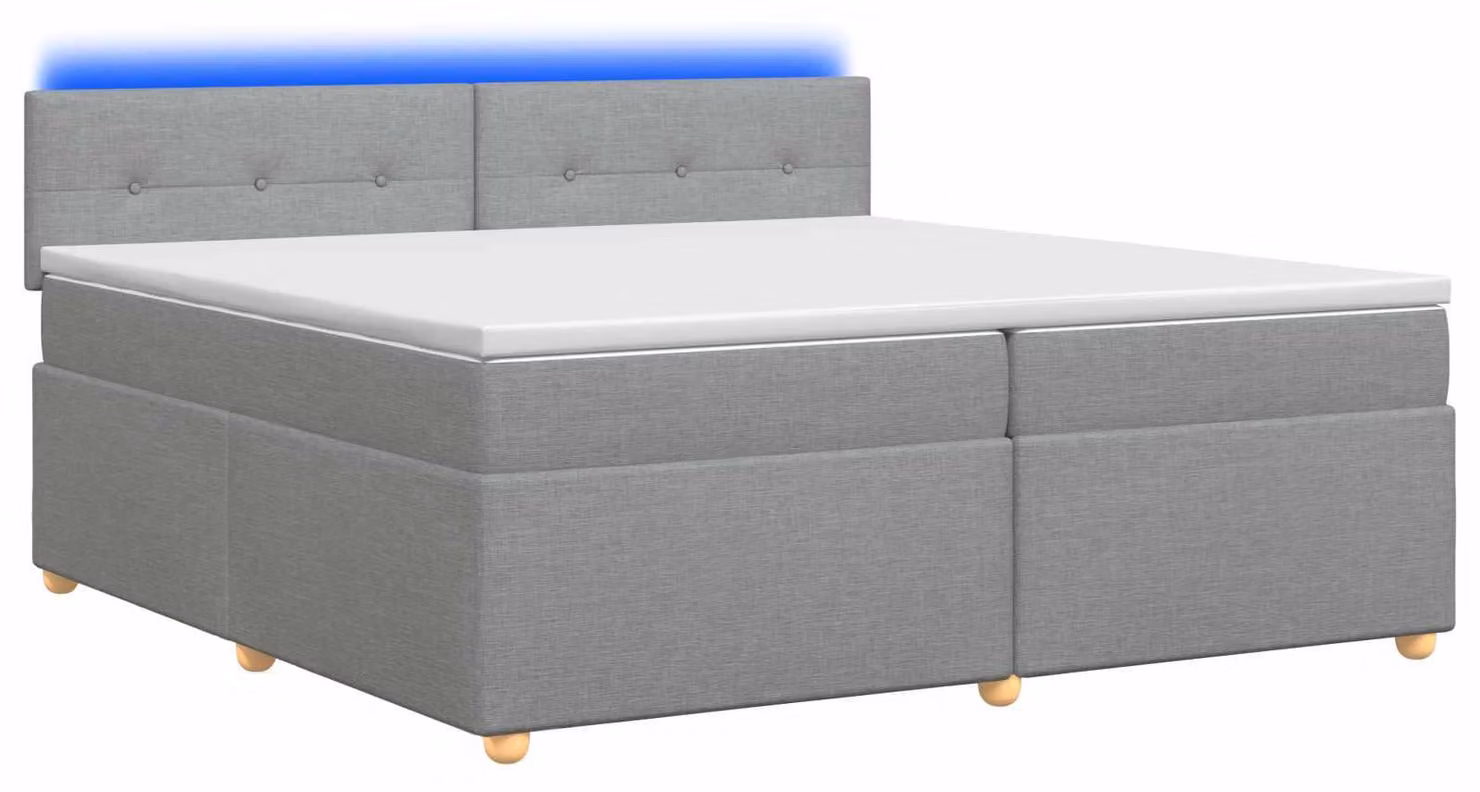 Letto a molle con materasso grigio chiaro 200 x 200 cm in tessuto