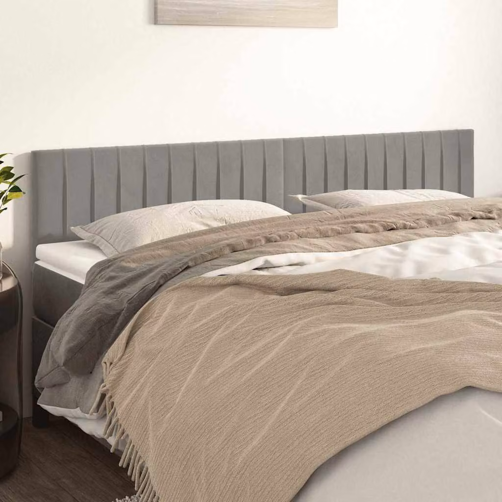 Testiera per letto vidaXL in velluto grigio chiaro, L: 200 cm, P: 5 cm, H: 78-88 cm