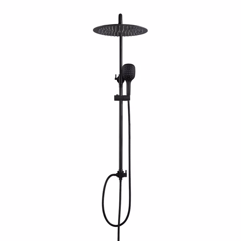 JOHO Colonna Doccia Nero Opaco in Acciaio Inox Set doccia a Pioggia con Soffione e Doccetta D30cm