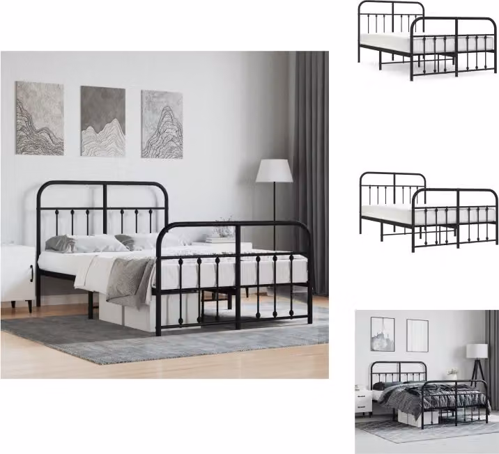 vidaXL Struttura letto con testiera e pediera in metallo nero 120x200 cm - Letti e strutture letto