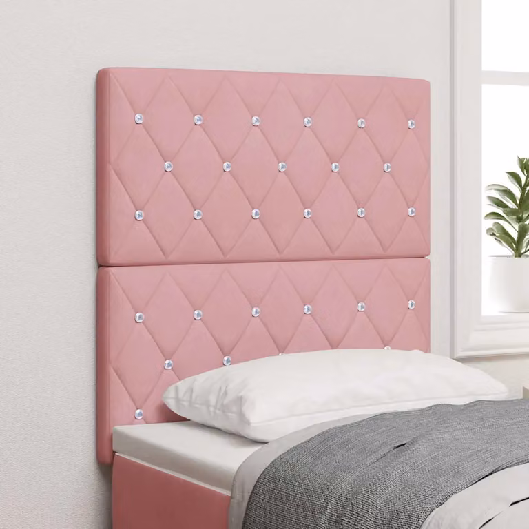 Testiera per letto vidaXL con illuminazione LED integrata in velluto rosa, Larghezza: 80 cm