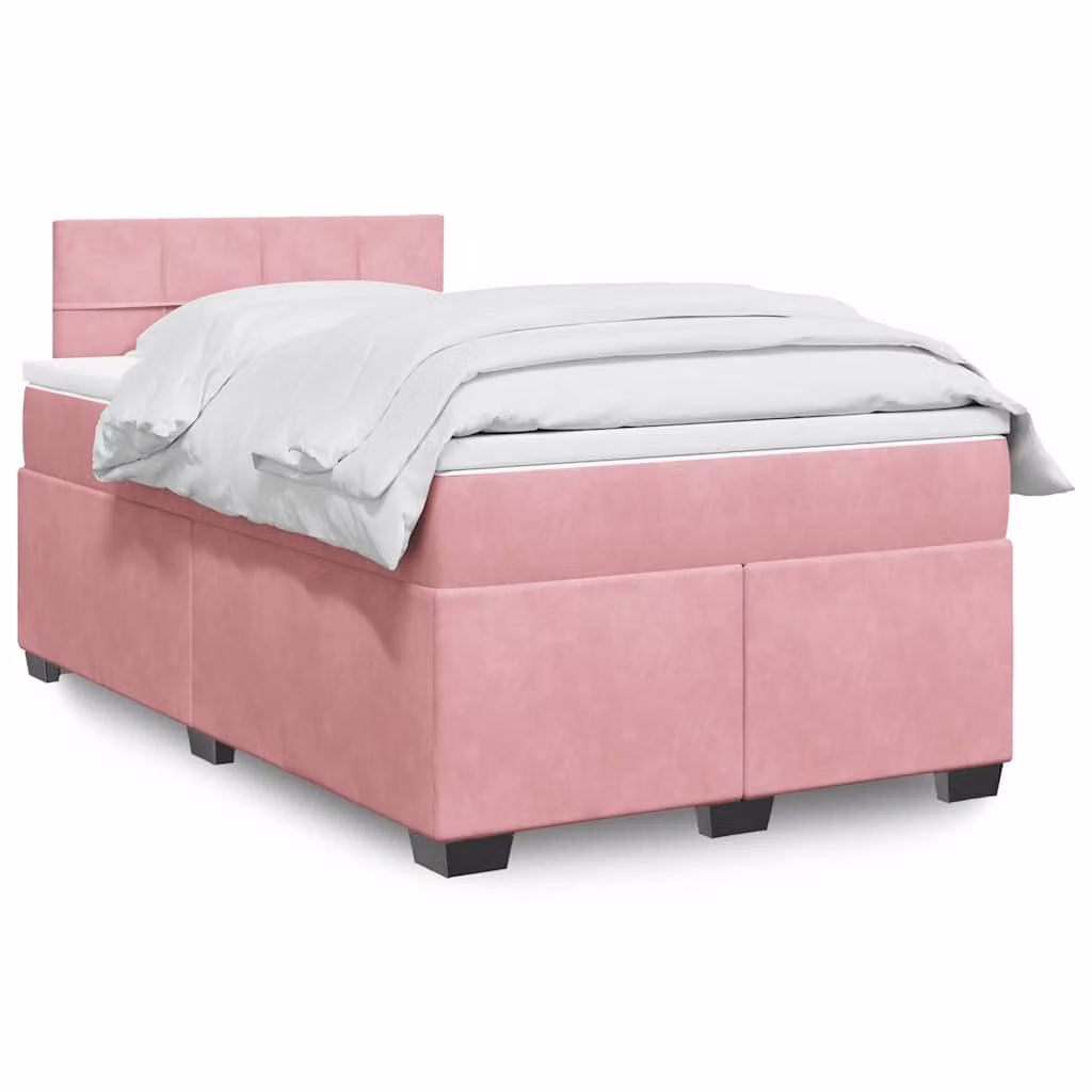 vidaXL Letto Ibrido con Materasso in Velluto Rosa e Bianco L/P/H: 120 x 200 cm