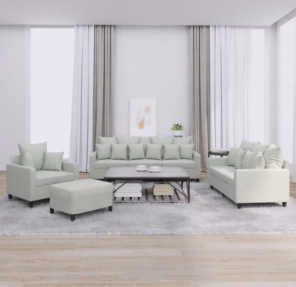 Maison Exclusive - Set divano 4 pezzi con cuscini in velluto grigio chiaro