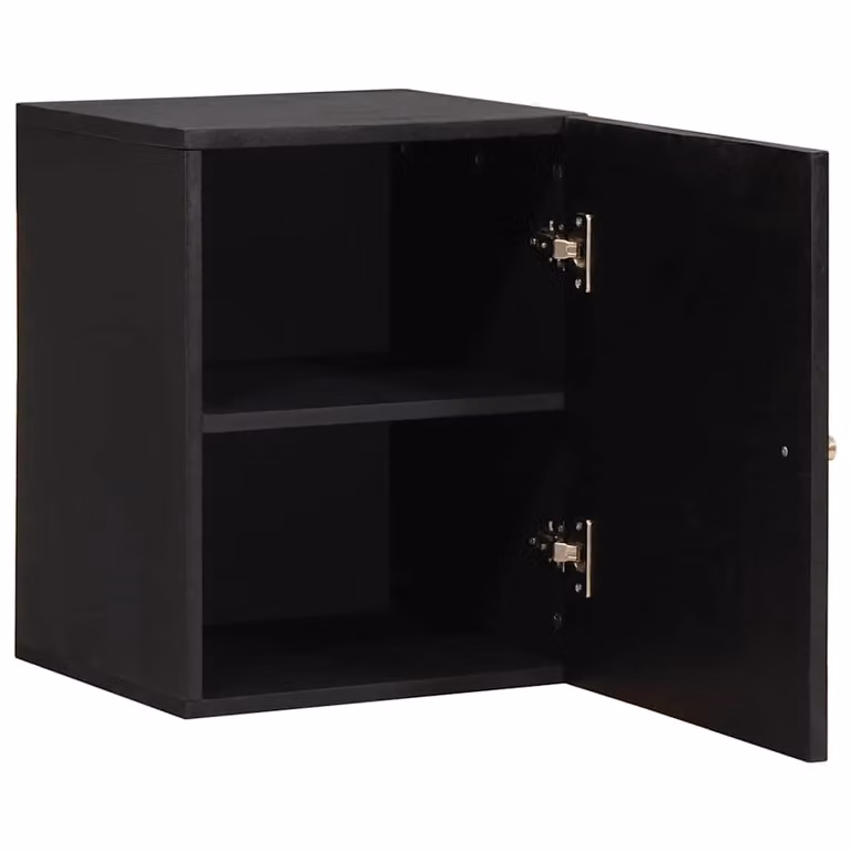 Armadietto a muro vidaXL in legno di mango massello nero con dettagli oro L/P/H: 38 x 33 x 48 cm