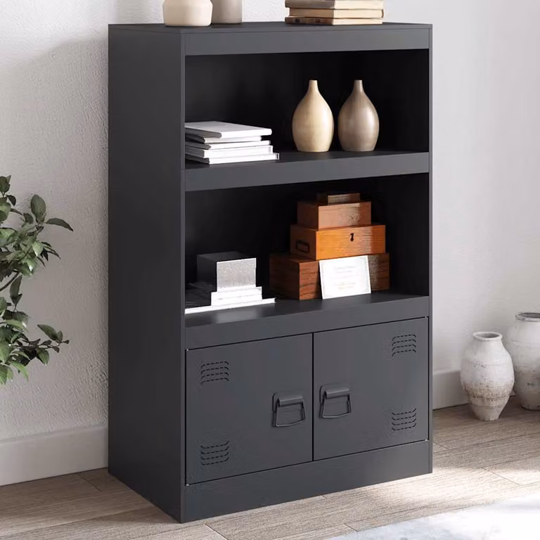 Credenza moderna vidaXL in acciaio antracite opaco L: 67 cm, P: 39 cm, H: 107 cm