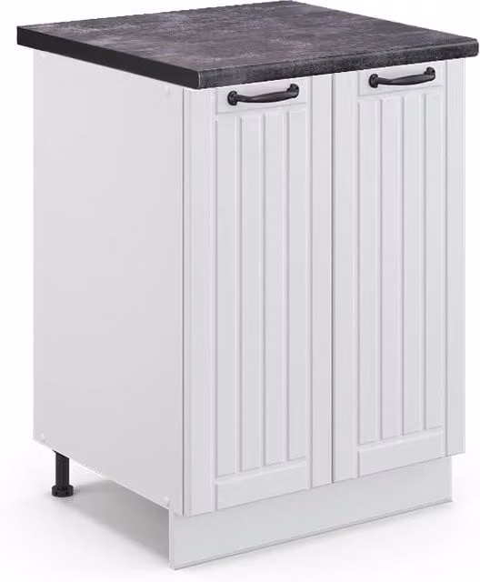Mobiletto base cucina Fame-Line Bianco rustico/Bianco 60 cm, PL Antracite Vicco