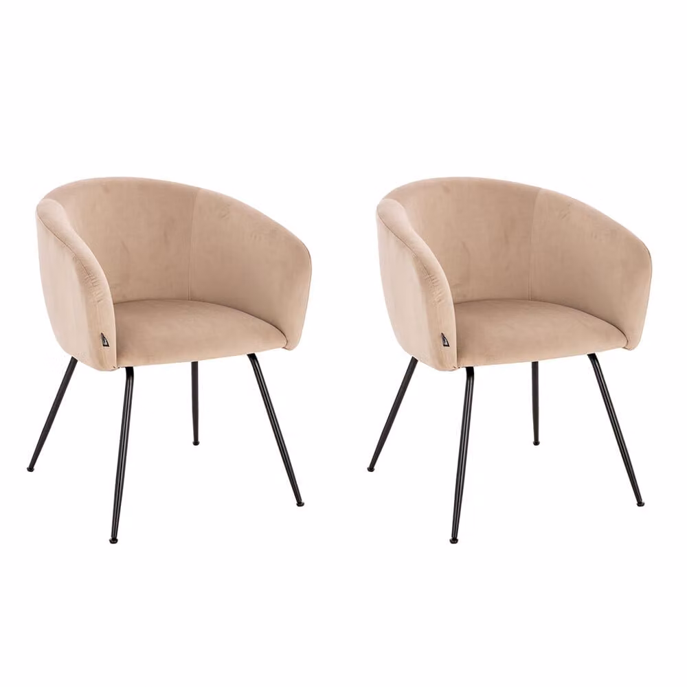 Home Deluxe - Sedia imbottita ARIA - 2 pezzi, colore: beige velluto - imbottitura morbida, carico massimo 120 kg I Sedia da cucina Sedie da pranzo Sedie da sala da pranzo
