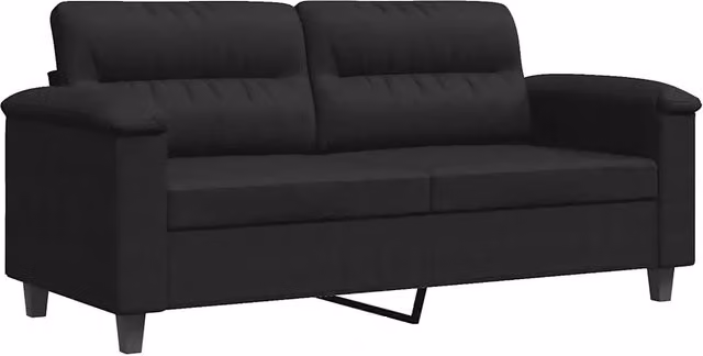 Divano | Divano da soggiorno | Sofa a 2 Posti Nero 140 cm in Tessuto Microfibra