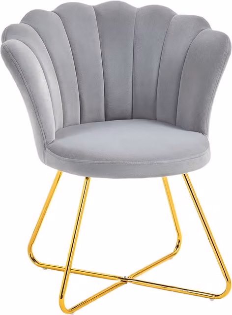 Poltrona a conchiglia HOMCOM in velluto grigio con piedi in acciaio L: 69 cm, P: 64 cm, H: 80 cm