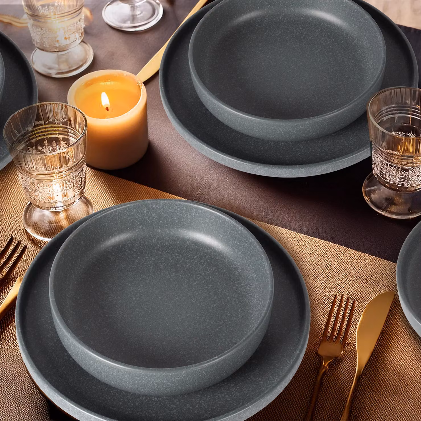 Servizio di piatti Nordica Gusto Casa in stoneware grigio, 18 pezzi – 2