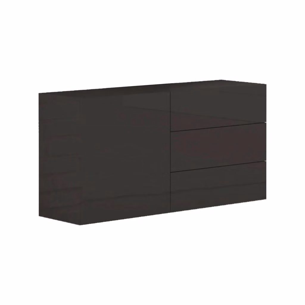 Madia Benvenuta DMORA con 3 cassetti, credenza moderna in nero antracite lucido, L: 110 cm, P: 40 cm, H: 35.2 cm – 2