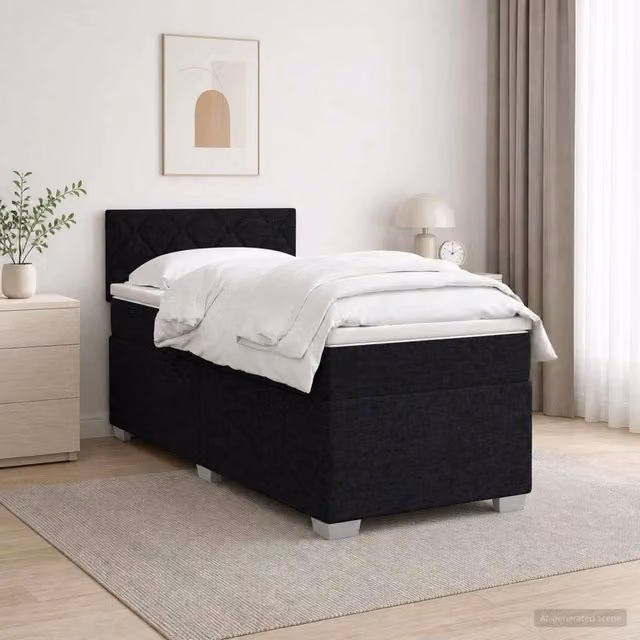 Letto con Box Spring, Materasso e LED Nero 80 x 200 cm Tessuto 3451821