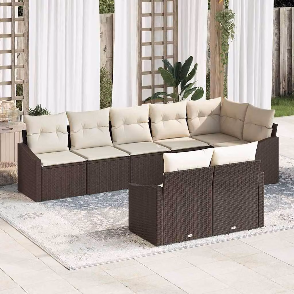 Maison Exclusive - Set di divani da esterno, 8 pezzi, color marrone [Materiale sintetico]: rattan sintetico