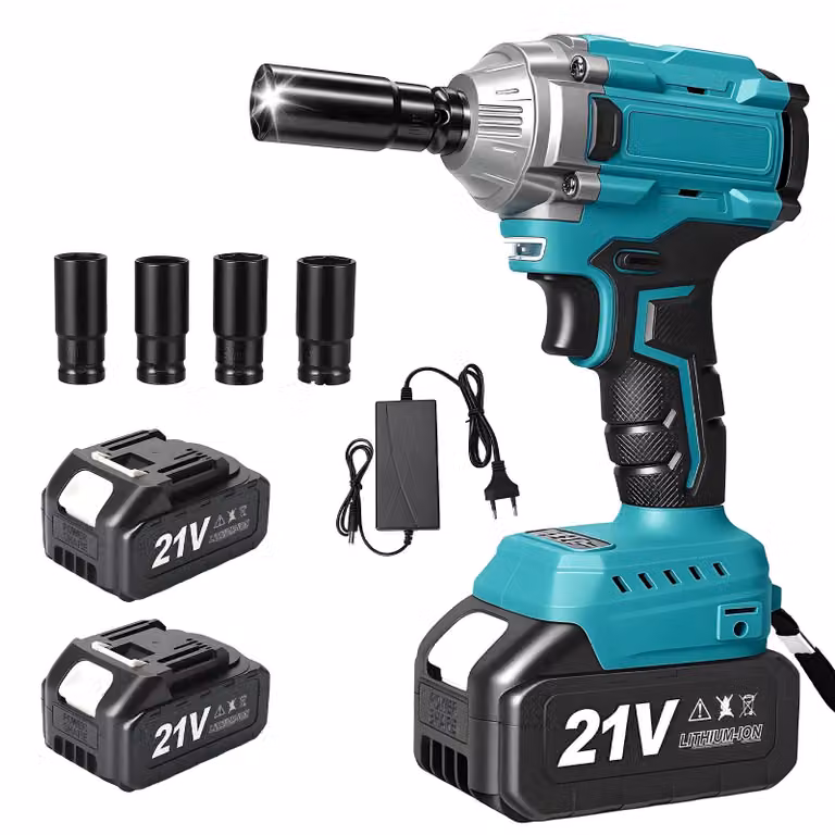 Avvitatore a percussione a batteria da 1500W - Avvitatore a percussione senza fili da 1/2 pollice (1,27 cm) - Motore brushless - Coppia di 1800 Nm - Utensile ricaricabile - Con batteria inclusa - Design compatto - Colore marrone