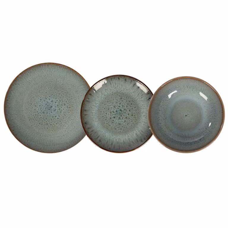 Servizio di piatti GUSTO CASA in stoneware Reactive Green, 18 pezzi