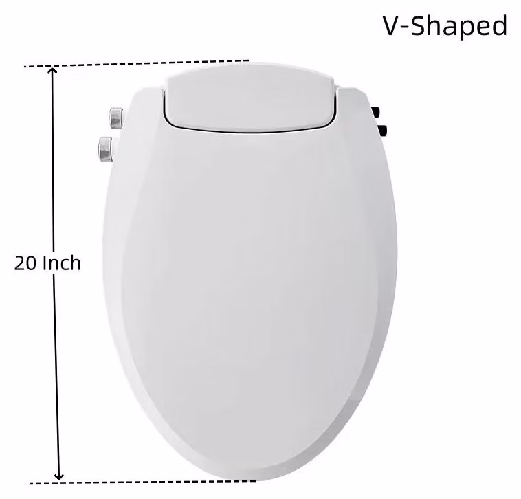 Copertura per WC con bidet - Bidet per WC non elettrico - Forma a V da 50 cm - Acqua calda/fredda - Pressione regolabile - Ugello autopulente