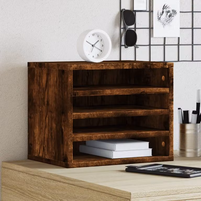 Maison Exclusive - Organizer da scrivania in rovere affumicato 36x26x29,5 cm Materiale ligneo