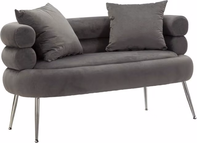 Divanetto Silvery Plus CHARME1921 in velluto grigio argento con cuscini L: 133 cm, P: 68 cm, H: 69 cm